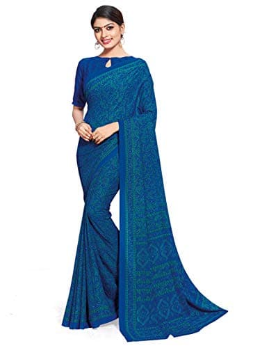 Miraan Women's WoSilk Blend Saree with Blouse Piece Free Size Blue