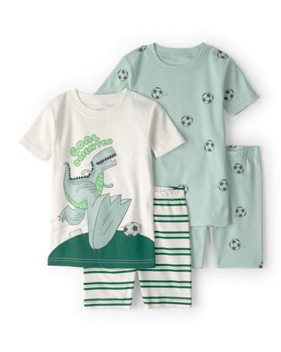 Carter's Boy 4-Piece Tight Fit Cotton Pajama Set, Green, 4T