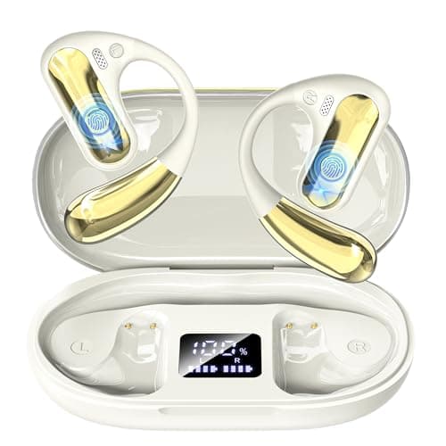 CoolJumper Open Ear Bluetooth 5.4 Headphones with Ear Hooks, IPX7 Waterproof, 60H Playtime LED Case, ENC Clear Call Sports Earbuds for Running Gym Commute