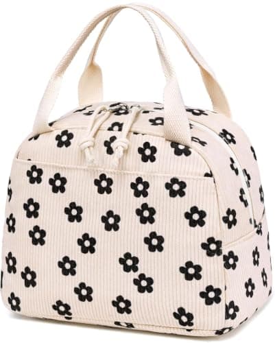 Bluboon Lunch Bag for Women Men Cute Corduroy Lunch Tote Bags Reusable Insulated Lunch Box Large Capacity Reusable Insulated Cooler for Work Picnic or Travel