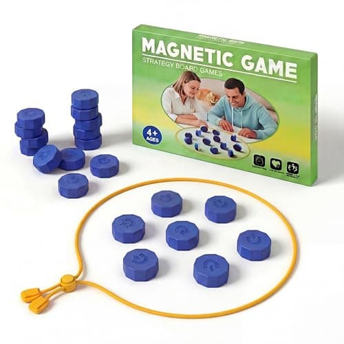 Kiyuycy Magnetic Chess Game Set Strategy Game 20 Large Sturdy Magnetic Pieces,Game with String,for Gatherings,Travel,Camping. 2-4 Players. Strategy Game Blue