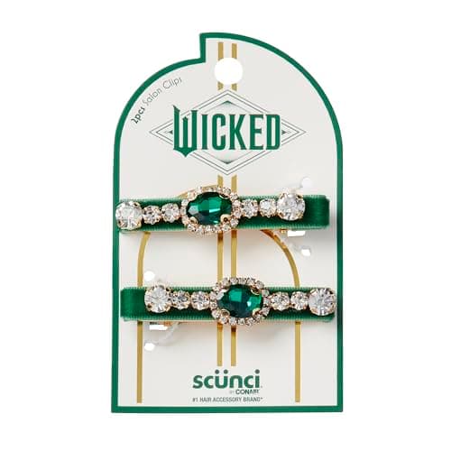 Wicked Emerald City Rhinestone...sories -Scunci by Conair - 2PK