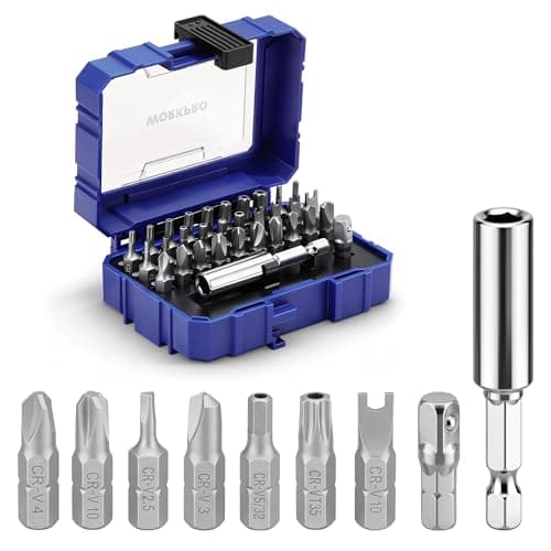 WORKPRO Security Bit Set, 32PCS Tamper Proof Screwdriver Set with Magnetic Holder, 1/4" Adapter,Torx Hex Tri-Wing Spanner Bits, Stackable Repair Tool Kit for Electronics, Automotive & Appliance Repair