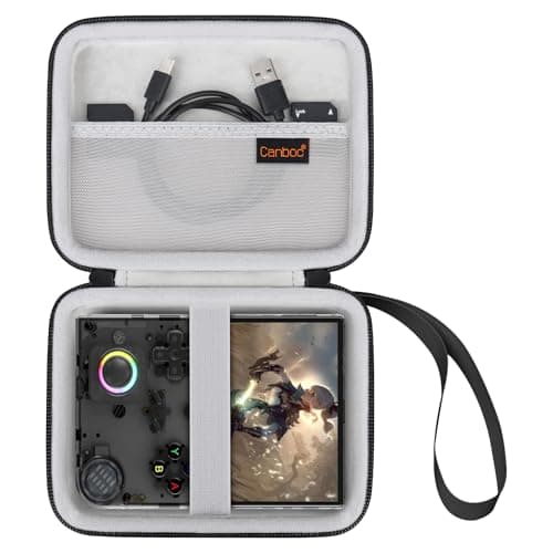 Canboc Carrying Case for G350/ RG40XXV/ RG406V/ RG405V Retro Handheld Game Console, RG40XXV Video Gaming Console Storage Box, Mesh Pocket fits Cable, SD Card, Black (Case Only)