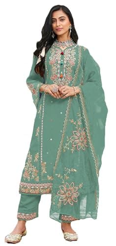 Shriva Fashion Indian Pakistani Women's Ready to wear plus size ethnic Salwar Kameez Suit for Eid Party Wedding Festivals (2975) (Sky Blue, 50)