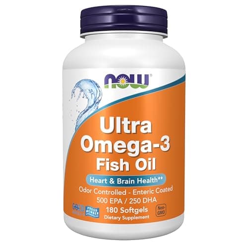 NOW Foods Supplements, Ultra Omega-3 Molecularly Distilled and Enteric Coated, 180 Softgels