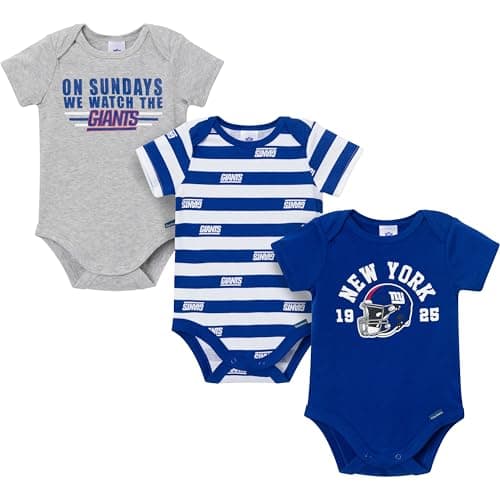 Gerber Baby Boys' NFL 3-Pack Onesie Bodysuit, Giants, 18 Months