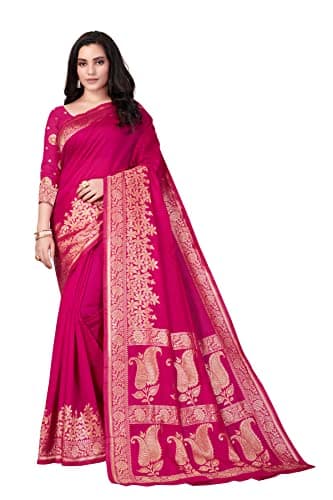 Vedant Vastram Women's Designer Banarasi & Kanjeevaram Silk Saree for Women (Meera Magenta)