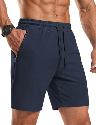 COOFANDY Men's Gym Workout Shorts Quick Dry Athletic Loose-Fit Lightweight Running Shorts with Zipper Pockets Black Iris