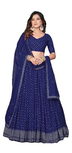 STELLACOUTURE indian ready to wear lehenga choli for women flared party night with stitched blouse 8331-U (Blue, 36)