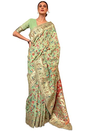 SGF11 Women's Kanjivaram Soft Silk Saree With Blouse Piece (Light Green) 6.3metres