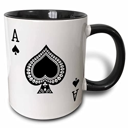3dRose Ace of Spades playing c... games 11oz Two-Tone Black Mug