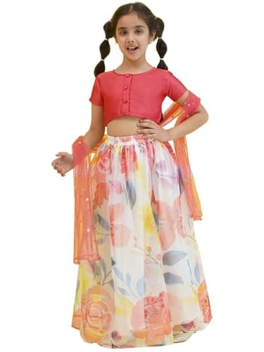 AJ DEZINES Girls Indian Ethnic Wear Lehenga Choli For Kids|Girls Pattu Pavadai|Indian Dress for Kids|Choli Janoi Outfit-PK-36