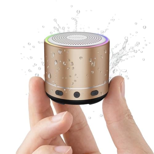 buwy Mini Bluetooth Speaker, 2026 Ultra-Light Mini Bluetooth Speaker, IP7 Waterproof Brief Design, Small Shower Travel Speaker for Outdoor, 8H Playtime, Perfect for Phone/PC/Tablet & Gift Golden
