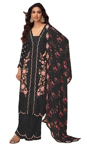 STELLACOUTURE indian pakistani salwar kameez ready to wear wedding embroidered eid festival suit for women 2873-O (US, Numeric, 42, Regular, Regular, Black)