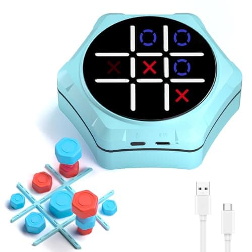 VDPDO Electronic Tic Tac Toe Game, 5-in-1 Electric Tic Tac Toe with Mute & Rechargeable - Handheld Travel Board Game for Kids Ages 4+, Adults, Family - Educational Learning Toy for Boys Girls