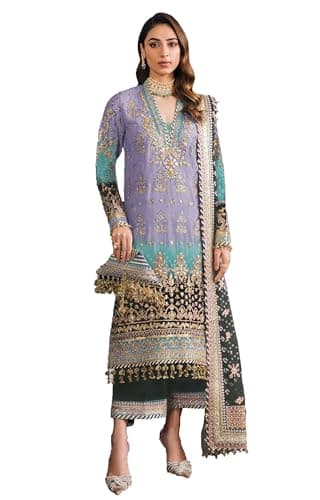 STELLACOUTURE Eid festival Indian Salwar Kameez Pakistani suit ready to wear embroidered plus size for women 1116-O (Purple, 40)