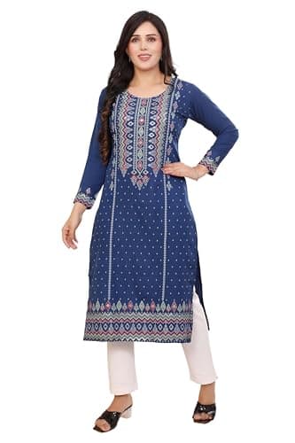 Maple Clothing India Style Kurtis for Women Long Kurta Festival Wear (Blue, M)