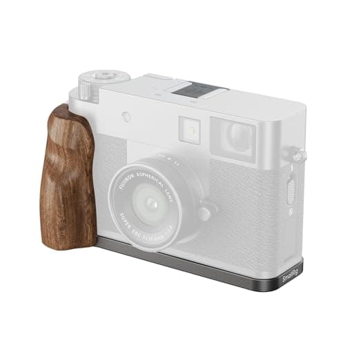 SMALLRIG X Half Wooden L-Shaped Mount Plate for FUJIFILM, L Plate with Ergonomic Wood Side Handle, Includes Hot Shoe Cover (Charcoal Silver) - 5394