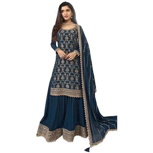 Pakistani Designer Shalwar Kameez Suits Indian Stitched Sharara Plazzo with Dupatta Dresses (US, Numeric, 46, Regular, Regular, Choice 11)
