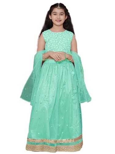 AJ DEZINES Kids indian Ethnic Wear Lehenga Choli for Girls With Dupatta|Girls Indian Outfit|Traditional & Festive Wear-GRN30