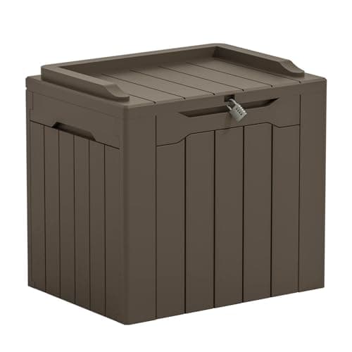 Greesum Outdoor Storage Box 31...esistant, Lockable, Dark Brown