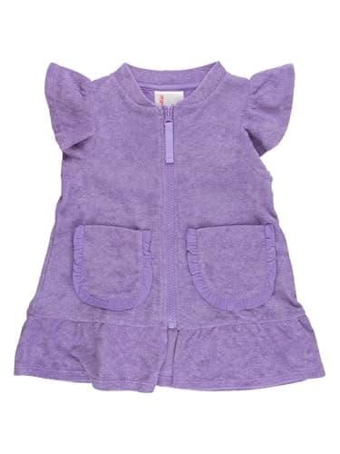 RuffleButts Baby/Toddler Girls Terry Butterfly Sleeve Full Zip Cover-Up - Wisteria Purple, 5