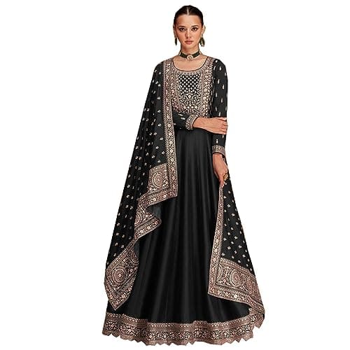 Designerharsha Indian Ready to Wear Anarkali Gown Suits Pakistani Stitched Salwar Kameez Dresses (US, Numeric, 42, Regular, Regular, Black)