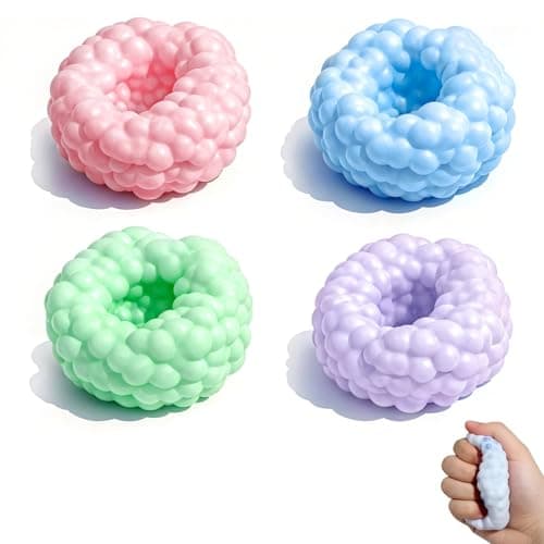 4PCS Crunchy Squishy Stress Ball,Soft Crunchy Stress Ball for Anxiety Stress Relief Focus Relaxing, Shapeable Sensory Squeeze Fidget Toys for Office