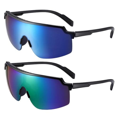 JATEBI 2 Pairs 2 Pack Sports Sunglasses for Men Women Running Cycling Baseball Glasses for Sport Lovers, Trendy Sunglasses Over Glasses Running Accessories