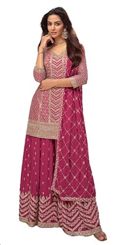 STELLACOUTURE indian pakistani salwar kameez ready to wear wedding embroidered eid festival suit for women 2855-O (Maroon, 36)