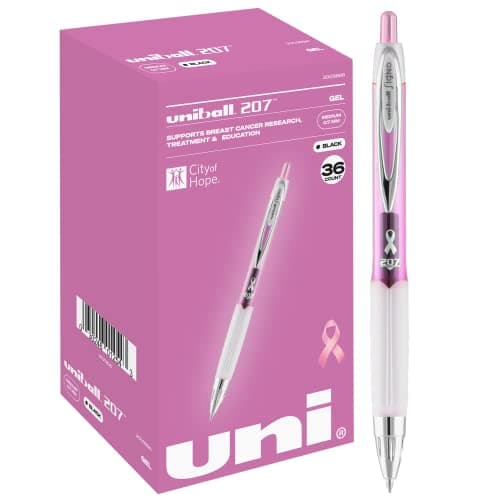36-Count Uniball 207 Pink Ribbon Retractable Gel Pens (Black Ink, 0.7mm) $20.16 w/ S&S + Free Shipping w/ Prime or on $35+