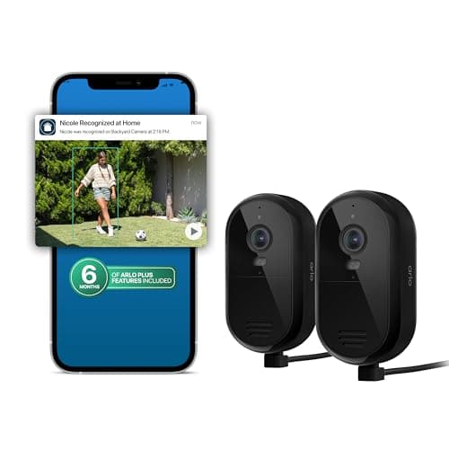 Arlo Essential 2K Security Cam..., Dual-Band WiFi, 2 Cam, Black