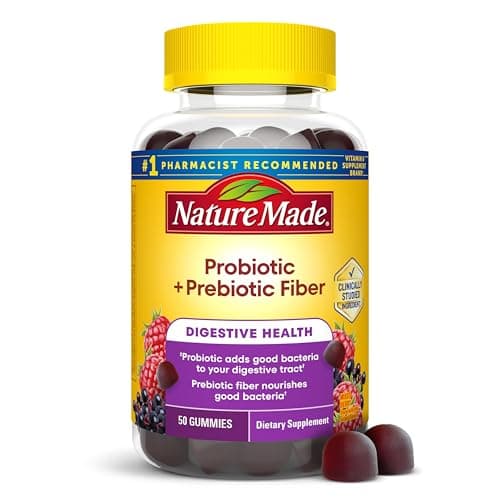 Nature Made Probiotic + Prebiotic Fiber Gummies, 50 Gummies