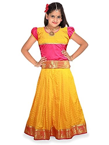 kaatru Thana Silk Girls Pavadai Set (ED9) - Lehenga Choli (Prince Size Chart) (11-12 Y)