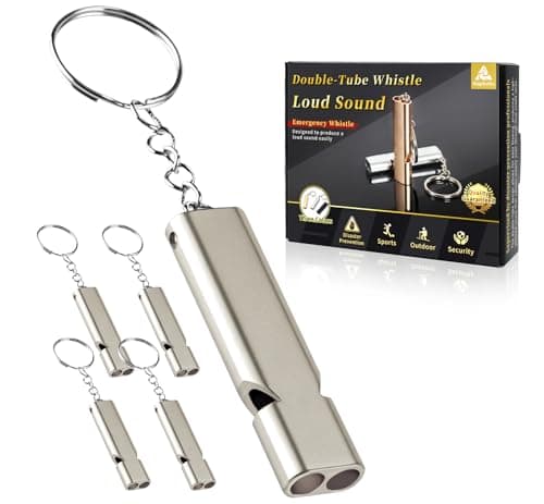 Nagikoku Whistle Emergency Whistles Lifeguard Safety Whistle for Rescue Signaling Outdoor Bear Whistle Kids Sports Loud Whistles (Silver&5PCS)