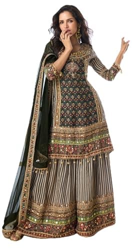 Shriva Fashion Indian Pakistani Women's Ready to wear ethnic Salwar Kameez Suit for Eid Party Wedding Festivals (2961) (Black, 42)