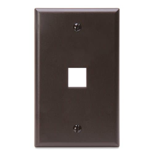 Leviton QuickPort Wallplate, Single Gang, 1-Port, 41080-1BP, Brown