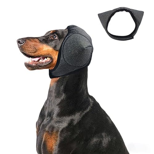 Adhiper Upgrade Dog Ear Muffs Wraps Noise Protection Quiet Ears, Elastic Waterproof Dog Ear Covers for Grooming, Bath, Drying, Swim & Anxiety Relief Reserved Ear Room Design (Gray/Small)