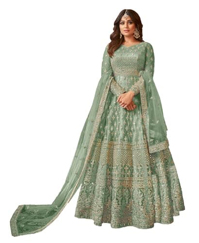 STELLACOUTURE women's indian traditional full length heavy embroidered ethnic salwar suit with dupatta (2318-O) (US, Alpha, X-Large, Regular, Regular, Green 3)