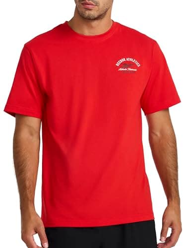 Reebok Men’s Athletics Dept. Crewneck T-Shirt, Standard Fit, Lightweight Cotton-Poly Jersey Fabric, Red, Large