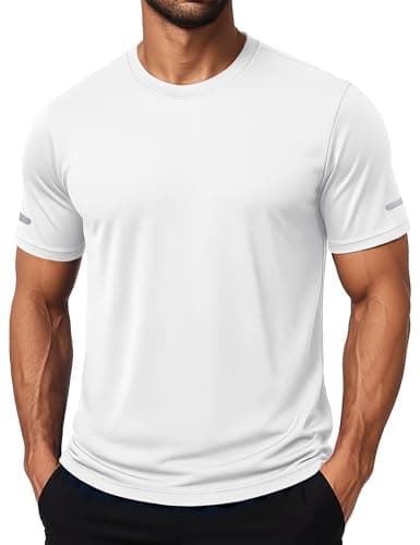 MAGCOMSEN Workout Shirts Men Dry Fit UV Protection Short Sleeve Gym UPF 50+ Shirt Athletic Running Swim Sun T Shirt Rash Guard White XL