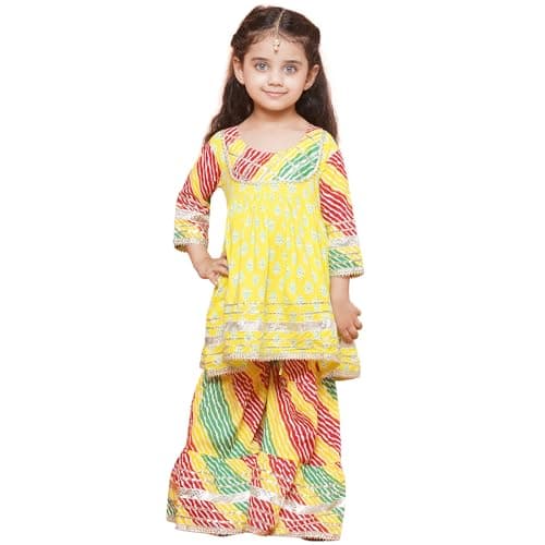 AJ DEZINES Girls Indian Ethnic Wear Salwar Kameez For Kids|Girls Punjabi Suit|Kurta Sharara Set For Girls|Indian Dress-Red-16