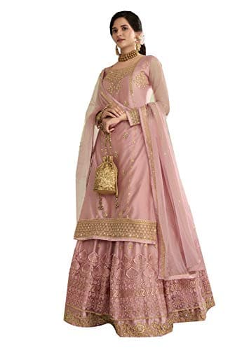 FABMIAMI New Indian/Pakistani Eid Special Party/Ethnic wear Georgette Straight Ghagra Style Salwar for Womens FM-20 (US, Numeric, 46, Regular, Regular, Rose)