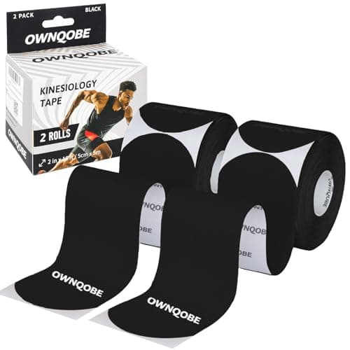 OWNQOBE Kinesiology Tape, 2 Rolls, 40 Precut Strips, Waterproof, Black