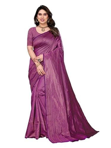 Vedant Vastram Women's Litchi Silk Banarasi Silk Saree (Seema-Purple)