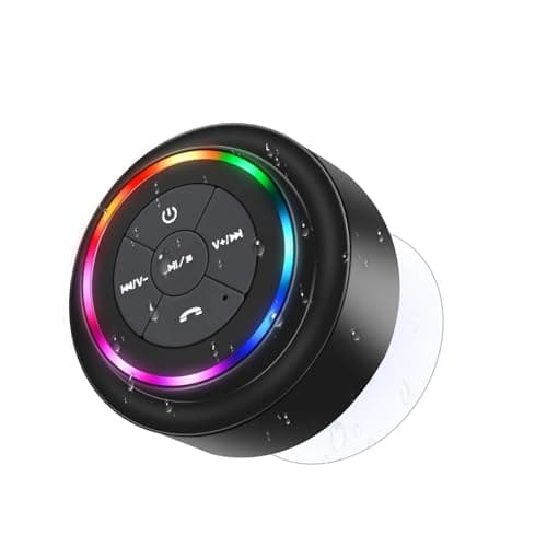 Kebrela Bluetooth Shower Speaker, Portable Bluetooth Speakers with Suction Cup, IP67 Waterproof Speaker with LED Light, Wireless, Floating, for Camping Beach Travel, Gift for Men, Women