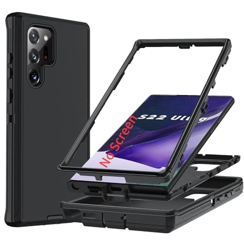 Ylzhe for Samsung Galaxy S22 Ultra 5G Case,3 in 1 Grade Drop Protection,Black