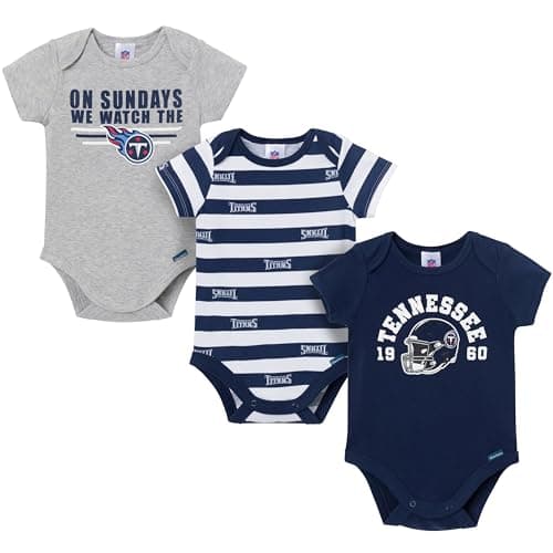 Gerber Baby Boys' NFL 3-Pack Onesie Bodysuit, Titans, 6-12 Months