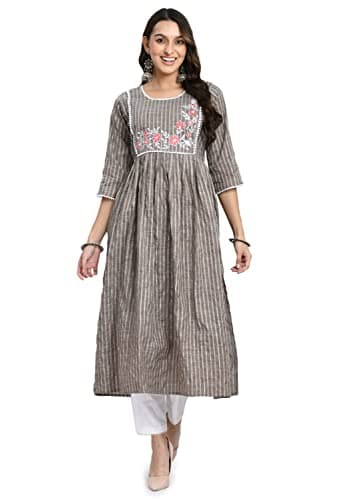 AnjuShree Choice Women Indian Anarkali Kurti for women Brown | ORDER 1 SIZE BIGGER